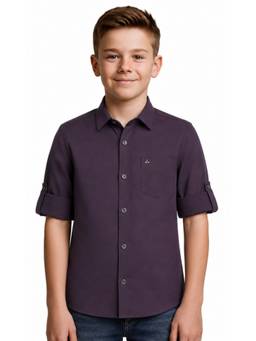 CHARCHIT - Purple Full Sleeves Solid Casual Shirt