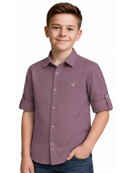 CHARCHIT - Purple Full Sleeves Solid Cotton Shirt
