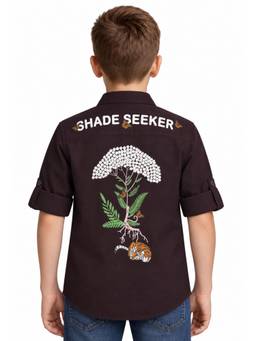 CHARCHIT - Purple Full Sleeves Embroidered Solid Cotton Shirt