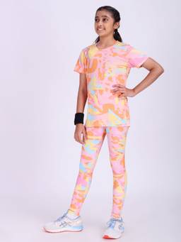 UMILDO - Orange Activewear T-Shirt With Leggings