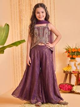 FASHION DREAM - Lavendar Silk Blend A-Line Kurta And Palazzo With Dupatta