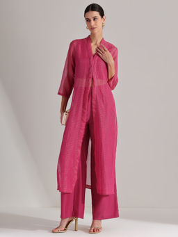 Pink Fort - Silk Pink Kurta with Pant & Inner