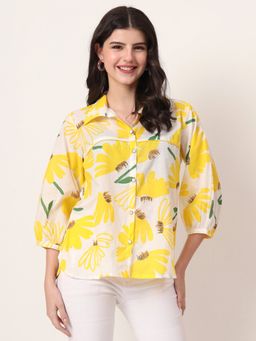 Yufta - Yellow Cotton Collar Shirt
