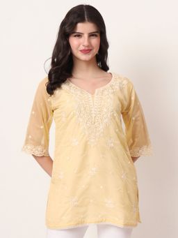 Yufta - Yellow Thread Work Organza Top