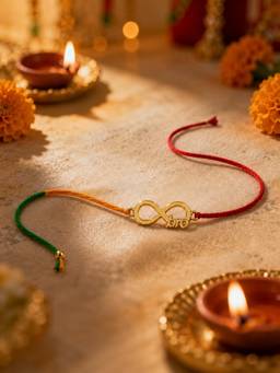 Axora Life - 925 Sterling Silver Infinity Rakhi For Bhai With Roli-Chawal