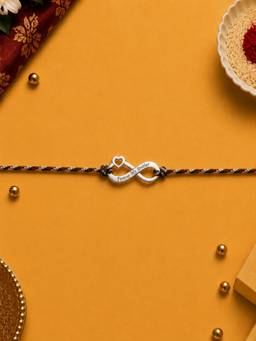 Axora Life - 925 Sterling Silver Forever My Brother Infinity Rakhi With Roli-Chawal