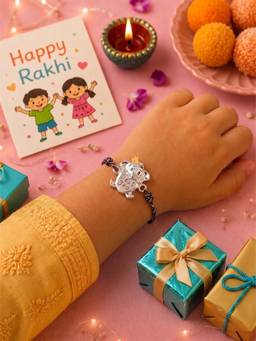 Axora Life - 925 Sterling Silver Kids Rakhi With Roli Chawal