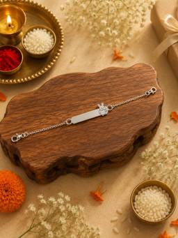 Axora Life - 925 Sterling Silver Kids Customisable Rakhi With Roli Chawal