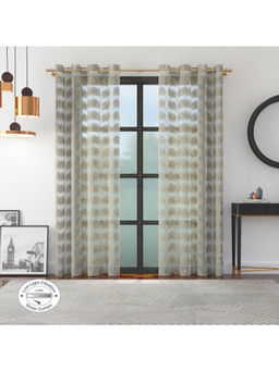 HomeTown - Amour Set of 2 Foil Xl Door Sheer Curtain in Off White Color