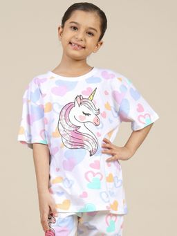 Kidsville - Unicorn Printed Relaxed Fit T-Shirt For Girls