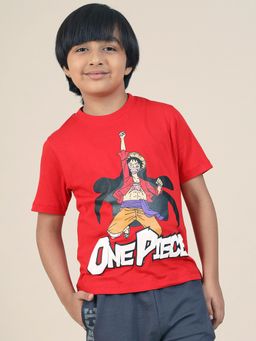 Kidsville - One Piece Luffy Printed Regular Fit T-Shirt For Boys