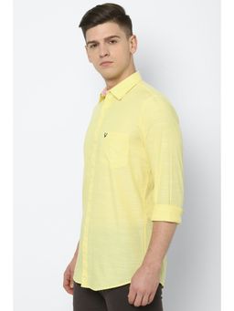 Allen Solly - Men Yellow Slim Fit Textured Full Sleeves Casual Shirt