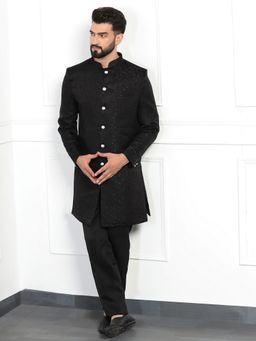 TAHVO - Embroidered Black Sherwani with Pant