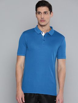 Alcis - Men Blue Solid Polo Collar Slim Fit T-shirt