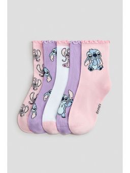 H&M - Girls Multi-Color 5-Pack Motif-Detail Socks