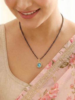 LUCKY JEWELLERY - Blue Stone American Diamond Mangalsutra For Women (113-Chms-1279-F)