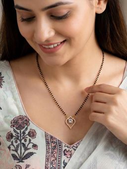 LUCKY JEWELLERY - American Diamond Leaf Mangalsutra For Women (282-S8Ms-2189)