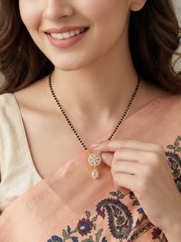 LUCKY JEWELLERY - American Diamond Floral Drop Mangalsutra For Women (285-S8Ms-2190)