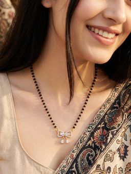 LUCKY JEWELLERY - American Diamond Bow Mangalsutra For Women (315-S8Ms-2192)