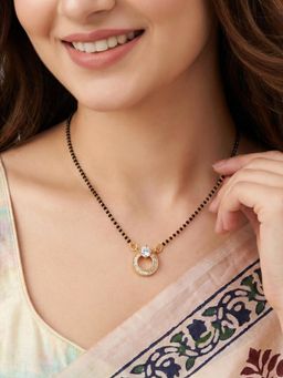 LUCKY JEWELLERY - American Diamond Circle Mangalsutra For Women (318-S8Ms-2194)