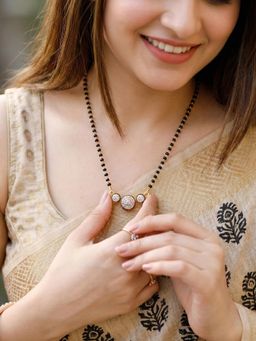 LUCKY JEWELLERY - American Diamond Circle Mangalsutra For Women (328-S8Ms-2195)