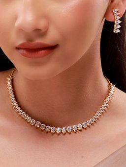 Voylla - Gold Elegance Sparkling Teardrop Cz Necklace Set
