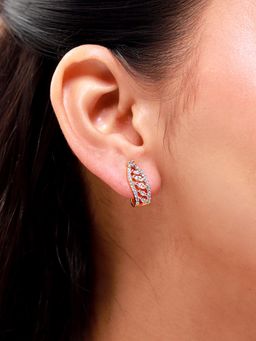 Voylla - Gold Essentials Elara Feather Cz Stud Earrings