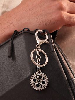 Voylla - Gear Up Silver Oxidised Bag Charm Keychain