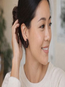 JEWELZ - Gold-Toned Black Geometric Hoop Earrings