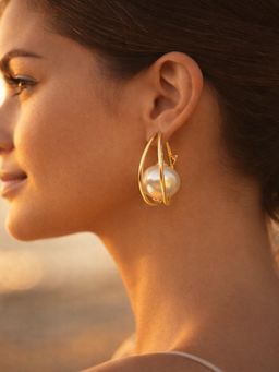 JEWELZ - Gold-Toned Pearl Hoop Earrings