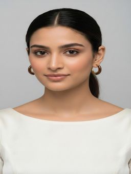 JEWELZ - Gold Plated Brown Enamel Chunky Hoop Earrings For Women