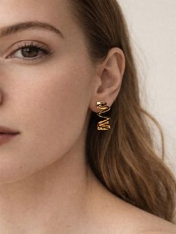 JEWELZ - Gold-Toned Zigzag Hoop Earrings