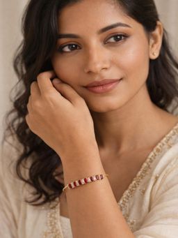 JEWELZ - Gold-Toned Stone-Studded Cuff Bracelet For Women