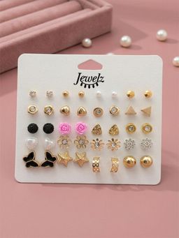 JEWELZ - Fashion Gold And Pearl Stud Earrings Multipack - Pack Of 20 For Women