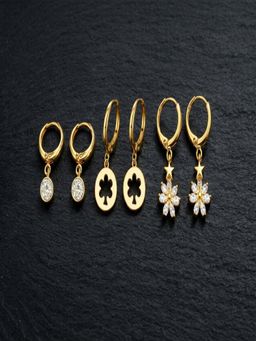 JEWELZ - Gold Hoop Earrings With Charm Drops Pack Of 3