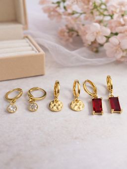 JEWELZ - Gold-Toned Pack Of 3 Earrings For Women