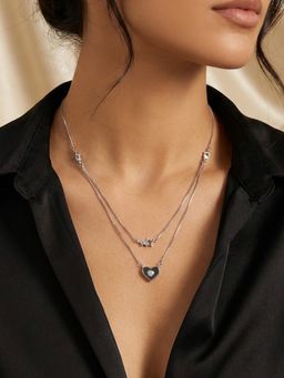 925 SILLER - The Lyra Double-Layered Heart And Star Necklace
