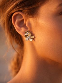 JEWELZ - Gold-Toned Leaf Cluster Drop Earrings