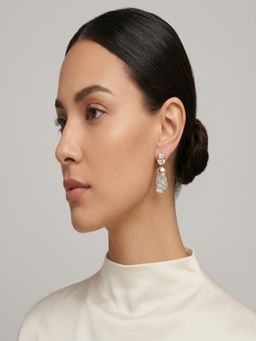 JEWELZ - Gold-Toned Silver Textured Drop Earrings