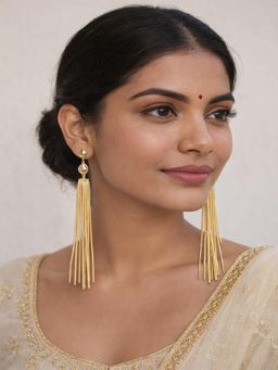 JEWELZ - Elegant Gold Fringe Tassel Dangle Earrings