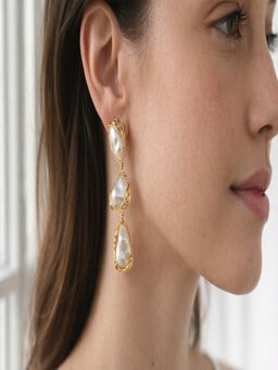 JEWELZ - Gold-Toned Layered Pearl Drop Earrings