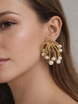 JEWELZ - Gold Tassel Pearl Drop Earrings For Women
