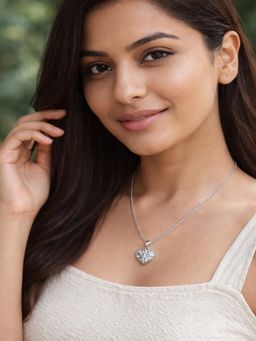 JEWELZ - Silver-Toned Heart Necklace For Women