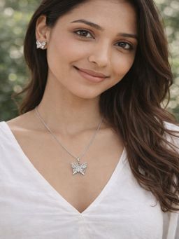 JEWELZ - Silver-Toned Butterfly Jewellery Set For Women