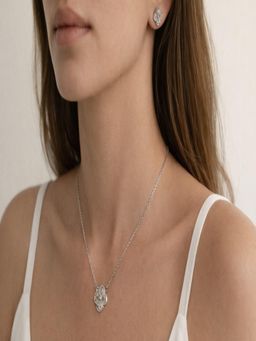 JEWELZ - Silver Plated Floral Pendant Necklace And Stud Earrings Set