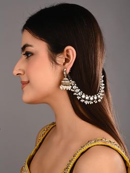 Anvik - Kundan And Beads Double Layered Ear Chains