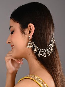 Anvik - Kundan And Beads Double Layered Ear Chains