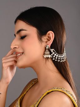 Anvik - Kundan And Beads Double Layered Ear Chains
