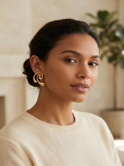 JEWELZ - Gold-Toned Stainless Steel Abstract Stud Earrings For Women And Girls