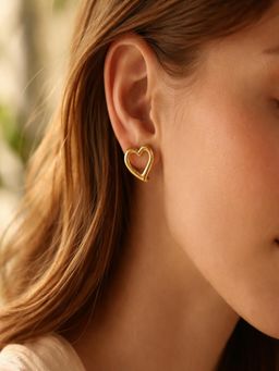 JEWELZ - Gold Plated Heart Stud Earrings For Women